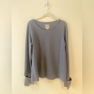 Never worn, navy GO BY GO SILK long sleeve top with unique sleeves.